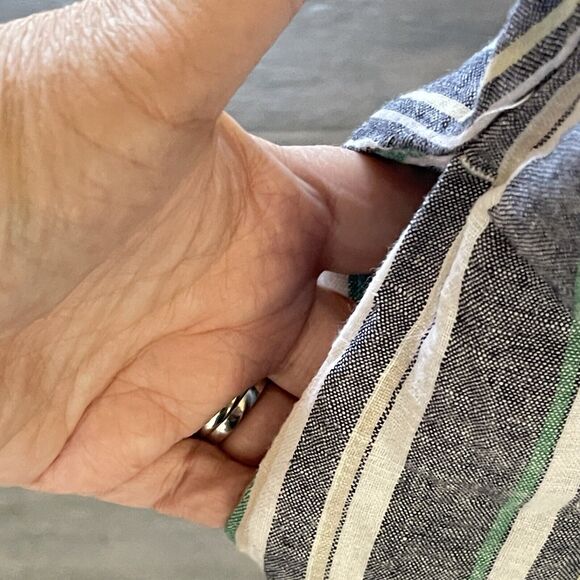 Liz Claiborne Dress Womens Plus Size 1X Striped Linen Cotton Pockets Knee Length - Picture 4 of 11